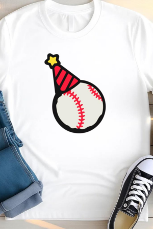 Baseball With A Birthday Hat On It T Shirt