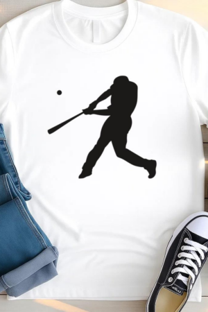 Batting Baseball Player Silhouette T Shirt