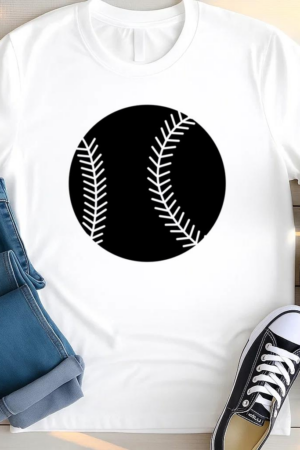 Black Baseball Ball Cut Out T Shirt
