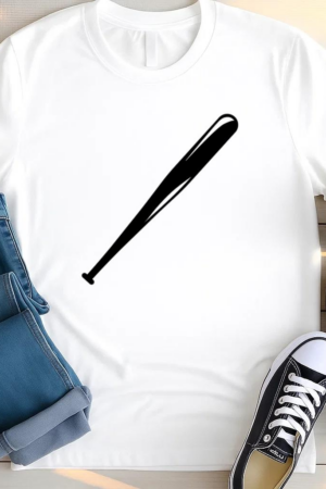 Black Baseball Bat Cut Out T Shirt