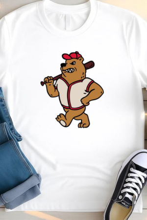Cartoon Bear Holding A Baseball Bat T Shirt