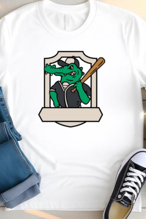 Cartoon Crocodile Holding A Baseball Bat T Shirt