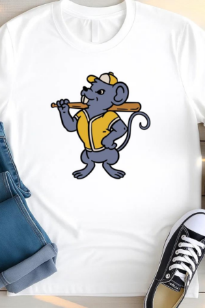 Cartoon Mouse Holding A Baseball Bat T Shirt