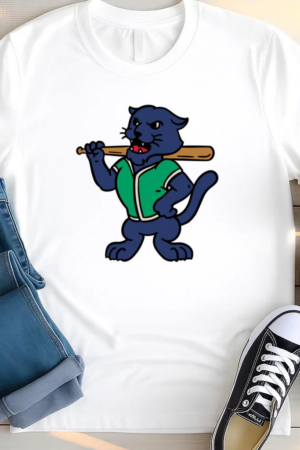 Cartoon Panther Holding A Baseball Bat T Shirt