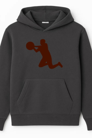 Child Playing Basketball Jumping Silhouette Hoodie