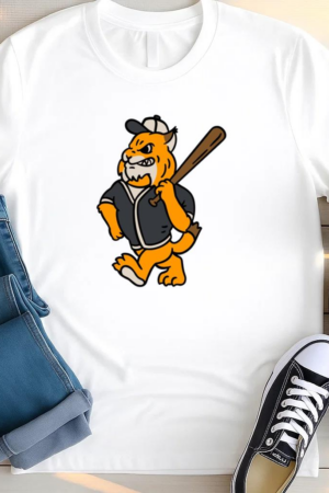 Duplicado Cartoon Tiger Holding A Baseball Bat T Shirt